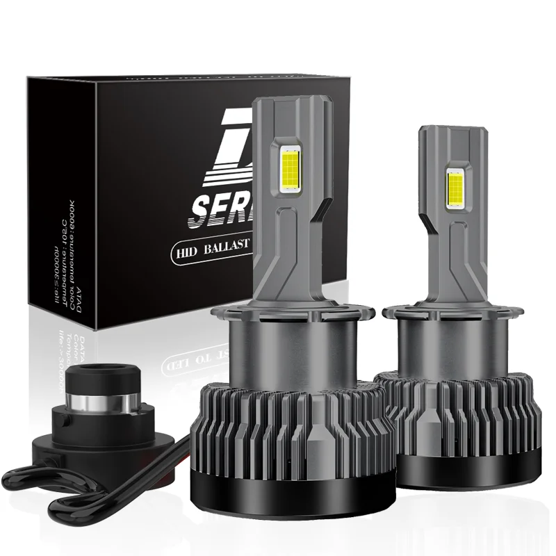 2 Lâmpadas LED D2S D4S para Faróis de Carro, Lâmpadas HID D1S D3S D8S D4R D5S D2R Turbo com Chip CSP 6000K Branco, Plug&Play, Lâmpada Xenon Automotiva