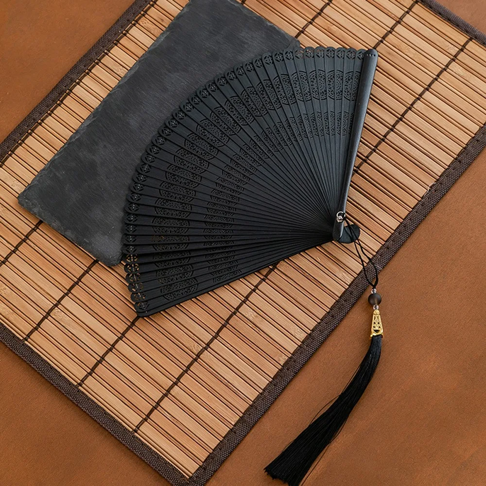 

Chinese Style Japanese Classical Folding Fan Black Portable Women's Folding Fan Exquisite Ancient Style Bamboo Fan