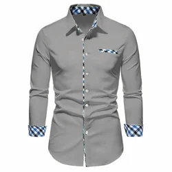 16-color men's shirt long-sleeved shirt single-breed fake pocket daily casual men's top outdoor shopping loose large size XS-6XL