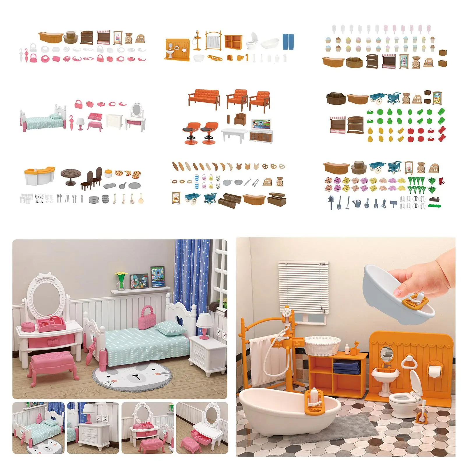 Juego de muebles para casa de muñecas, accesorios 1/12 DIY para interacción entre padres e hijos