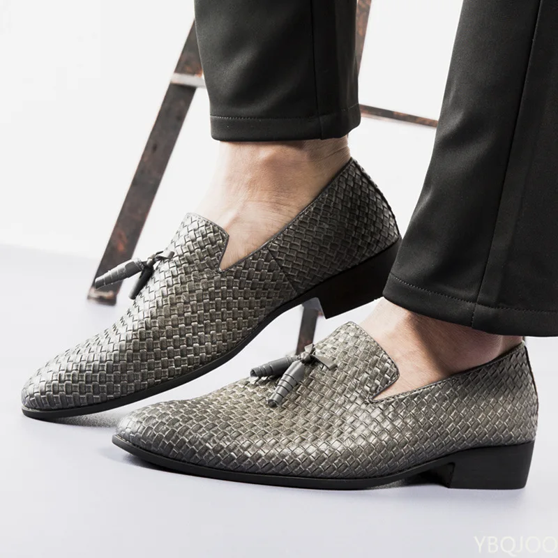 2022 Fashion Autumn New Net Celebrity Hot-selling All-match Atmospheric Woven Leather Shoes for Men