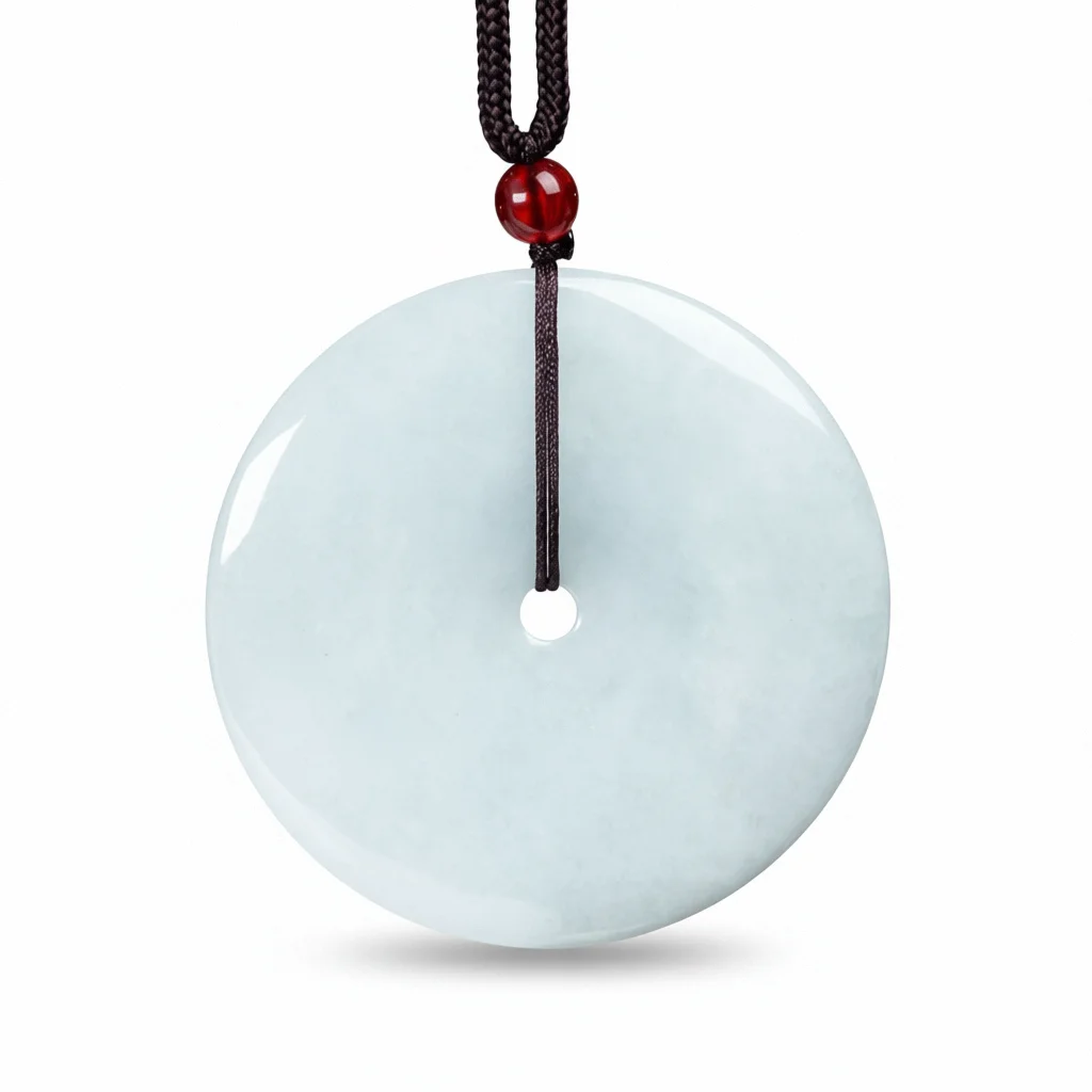 

TIMESWIND White Natural Myanmar A-type Jade Safety Buckle Pendant Blessing Men Necklace with Certificate