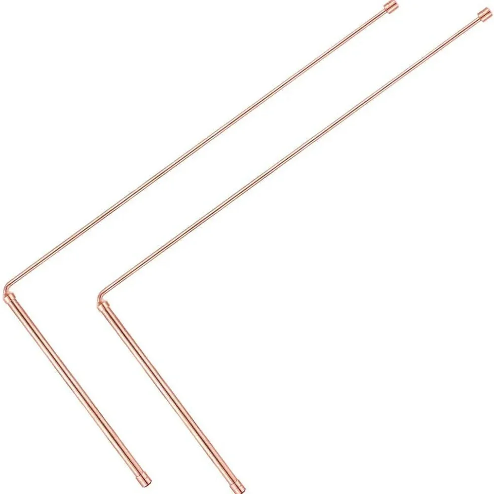 2Pcs 99.9% Pure Copper Dowsing Rods Gold Color Metal Detector Probe For Water Treasure Hunting Mineral Finding Divination Tools