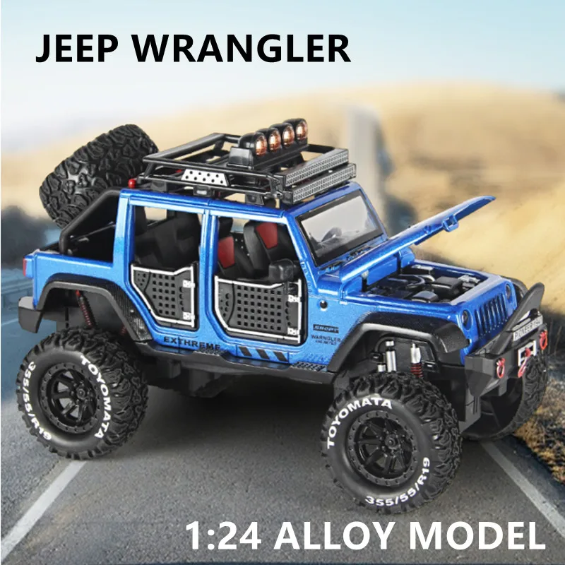 1:24 Jeeps Wrangler Big Tyre Refit Pickup Off-road Vehicle Alloy Model Diecast Metal Toy Car Model Collection Childrens Toy Gift
