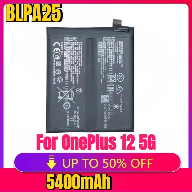 

New High quality replaceable Battery 5400mAh BLPA25 Battery For OnePlus 12 5G Mobile Phone Batteries +Tools
