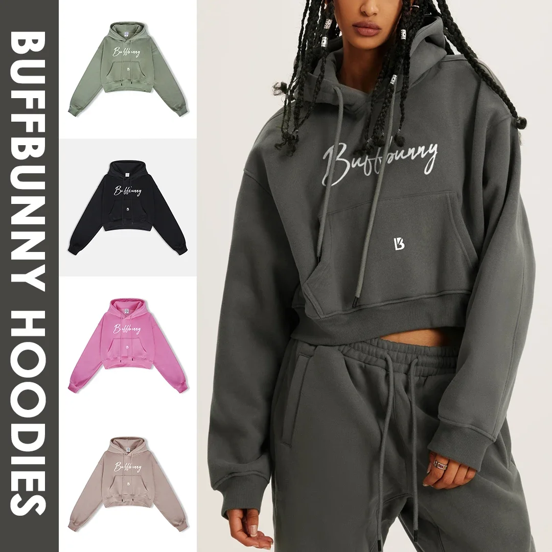 

Buffbunny Crop Hoodies Autumn Winter Pullover Fleece Hoody Women Sportwear Beauty Outfit Gym Fitness Clothing Womans Hoodies