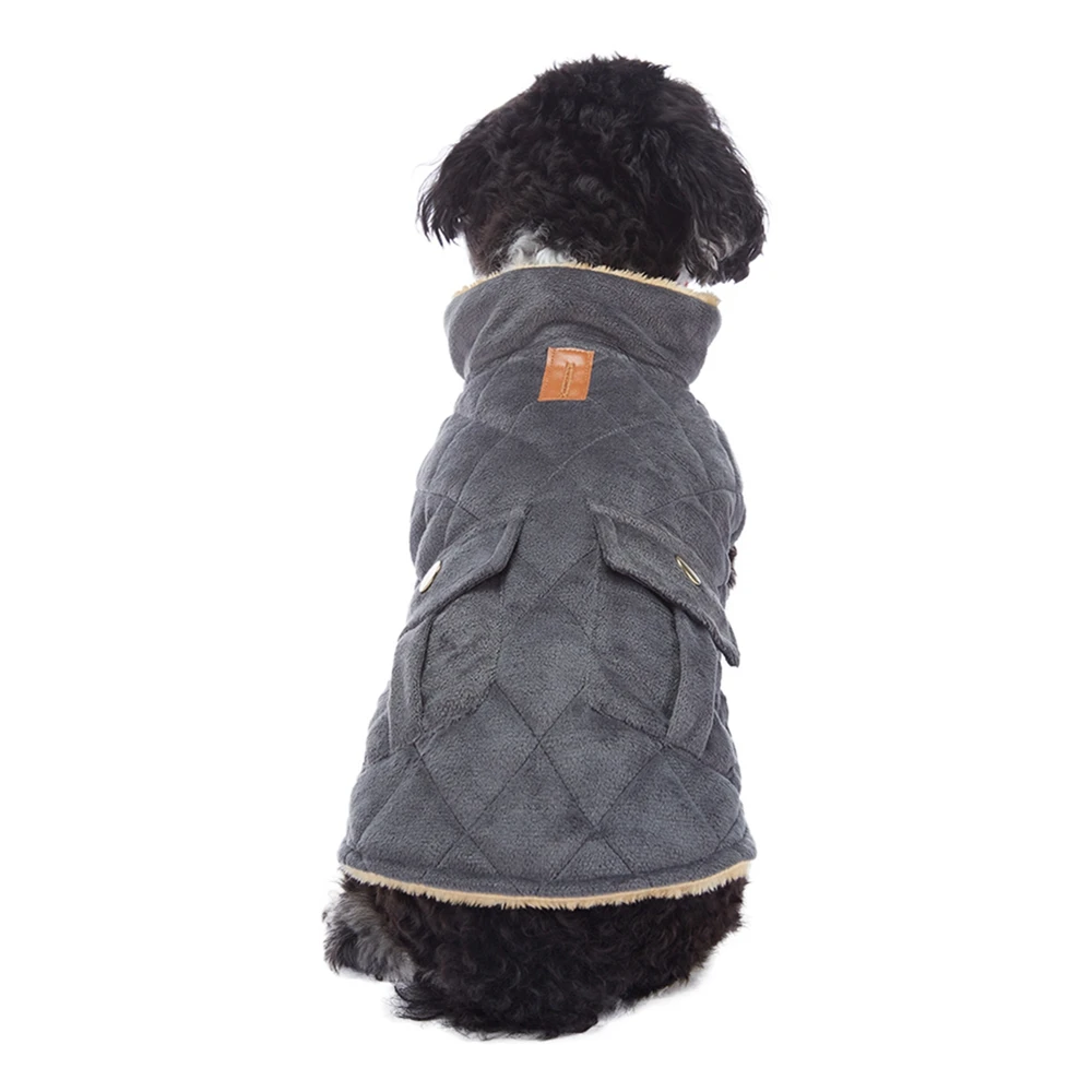 Winter Warm Plush Jackets for Pet Dogs Thickness Double Pockets Pet Dog Coats Fashion Puppy Clothes for Small Medium Large Dogs