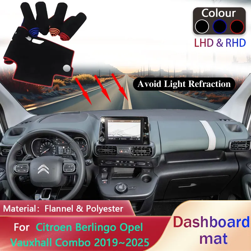 

Car Dashboard Cover Pad for Citroen Berlingo Opel Vauxhall Combo 2019~2025 Liner Mat Anti-uv Sunshade Dashmat Carpet Accessories