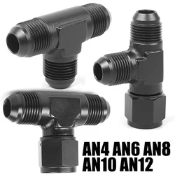 Aluminum Flare Tee Fitting AN4 AN6 AN8 AN10 AN12 Male With 4 6 8 10 12 AN Female Swivel On Side Adaptor Black