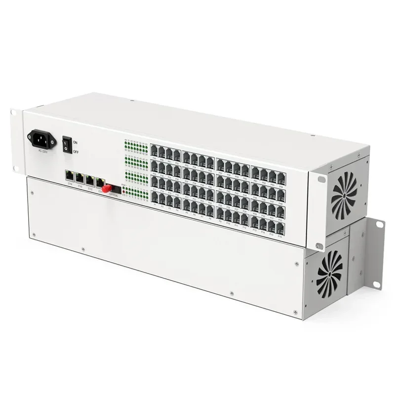 Telephone optical transceiver 64 phone + 4 Gigabit network PCM voice phone to fiber HTB-64P4G