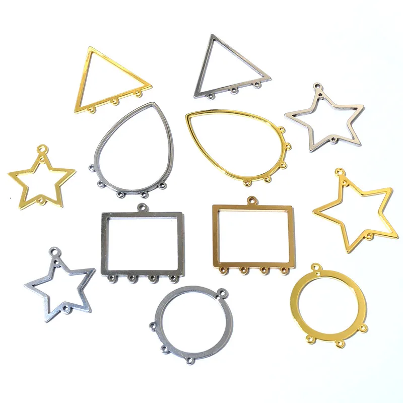 10 szt. Ze stali nierdzewnej w złotym kolorze Charms geometryczne półfabrykaty do tłoczenia DIY porowate złącze naszyjnik kolczyk akcesoria