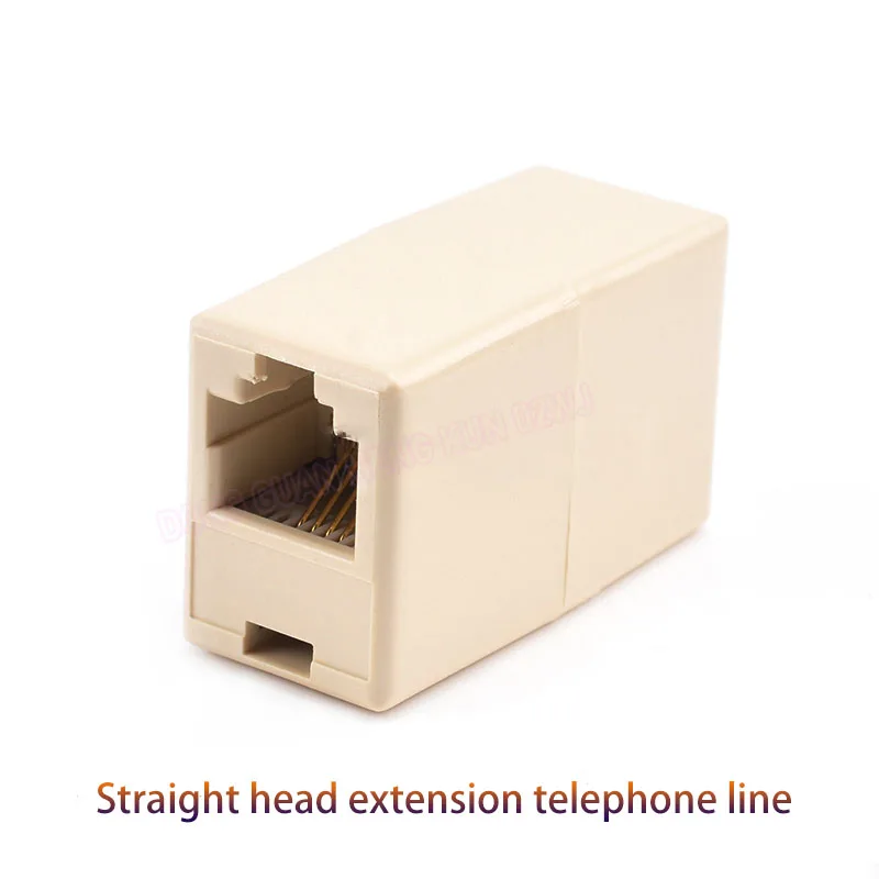 10 Pcs Rj11 4-core Female Jack Telephone With Cable Through Head Connector Crystal Head Telephone Line Extender Double Head