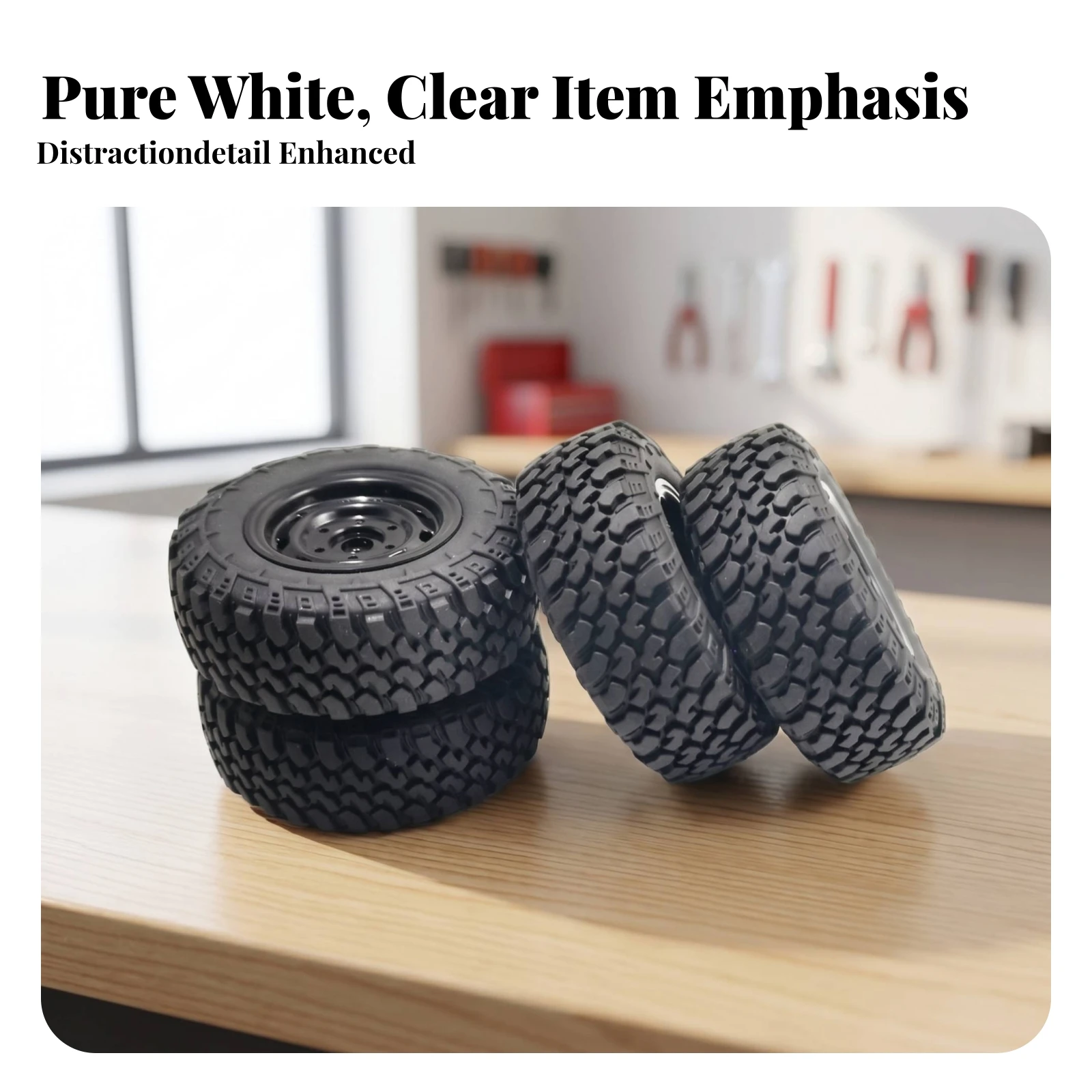 4 Pieces RC off-Road Vehicle Tire Set Deep Pattern RC Tires off-Road Tires Slimline Wheel Rims Black