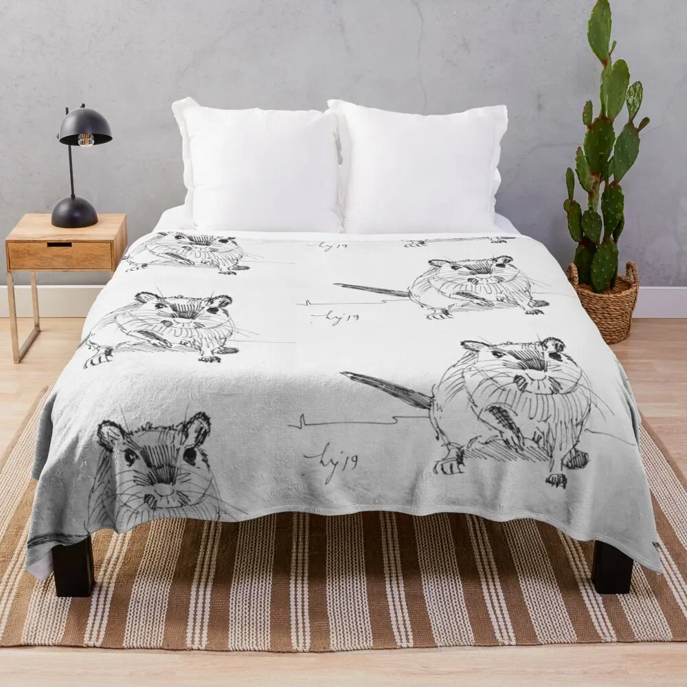 

Gerbil illustration Throw Blanket Cozy Microfiber Throw Blanket for Home Bedroom