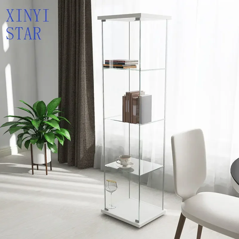 Glass Display Cabinet Transparent Wine Cabinet Figure Display Box Lego Blind Box Storage Display Rack Household Wine Rack Shelf