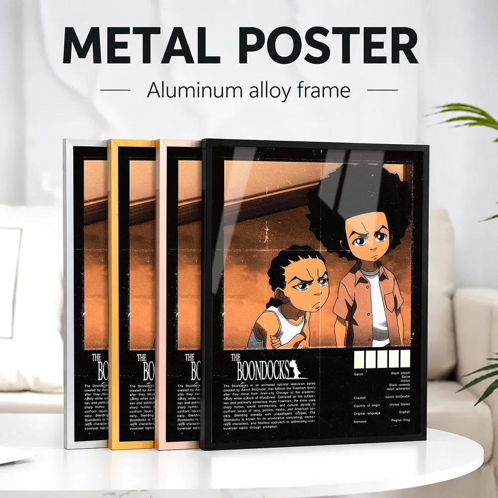 The Boondocks: Huey And Riley Freeman Framed Metal Print Personalized Photo Manga Style Wall Art For Living Room Birthday Gift