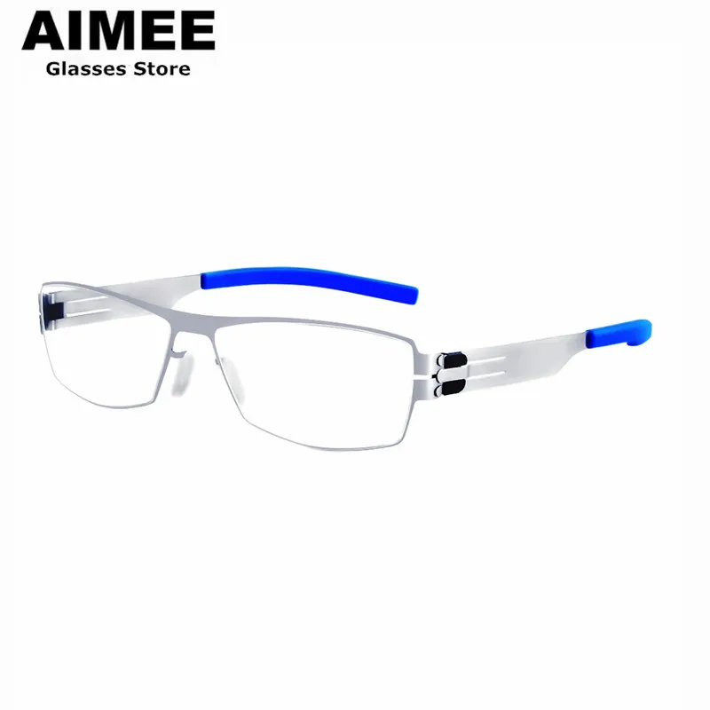 2024 Berlin Brand Men's Square Business Glasses Frame Handmade No Screw Optical Prescription Eyeglasses Blue Light Spectacles