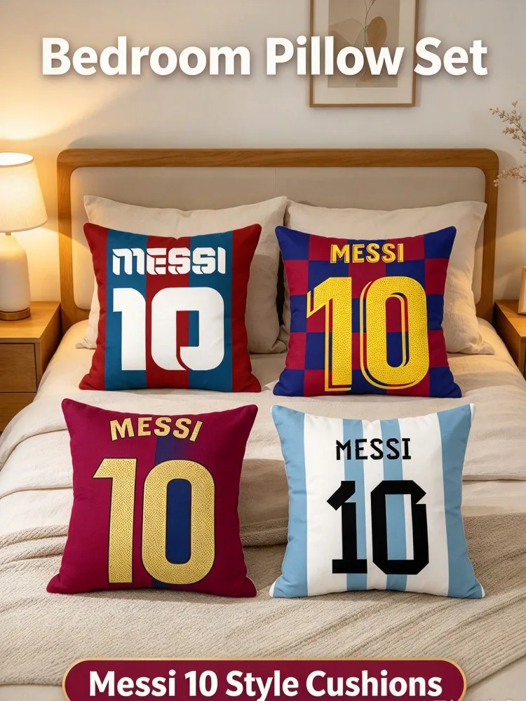 **Football Fan Pillow Set, 10 Style Decorative Cushions, Soccer Jersey Throw Pillow Covers for Sofa Bedroom Living Room Home Dec