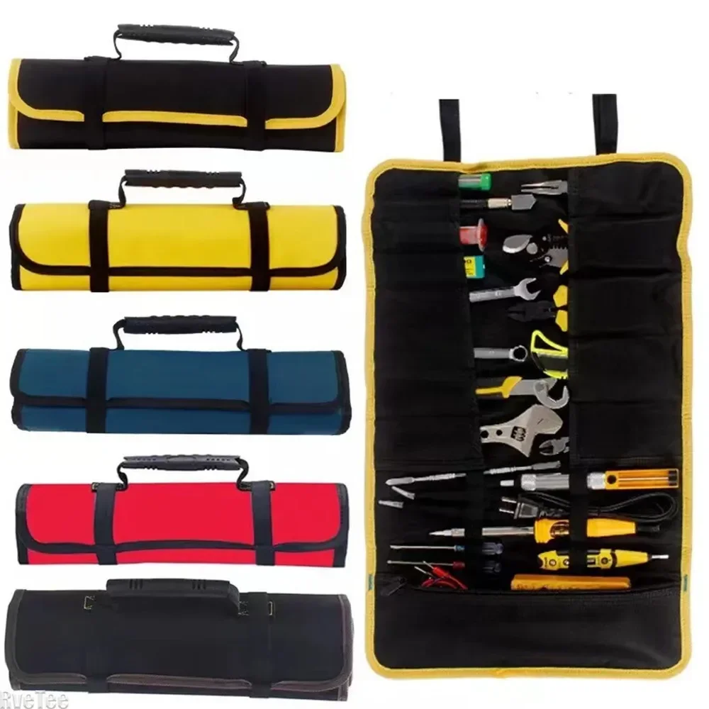 Multifunction Roller Tool Bags Practical Oxford Canvas Handles Bags Electrician Chisel Carrying Toolkit Instrument Package Case