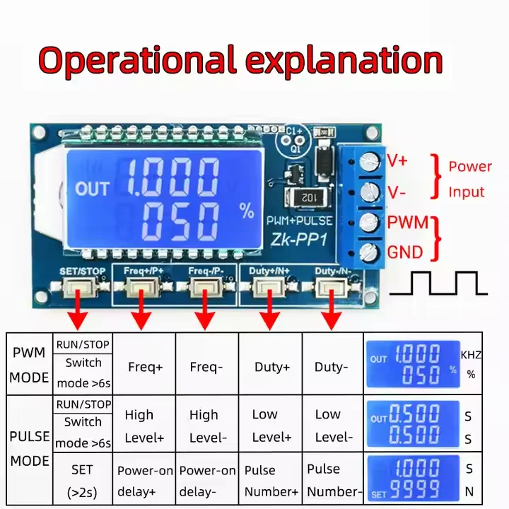 1 قطعة ZK-PP1 مولد إشارة مربع موجة 1-قناة 1 هرتز-150 كيلو هرتز وضع مزدوج LCD PWM نبض تردد واجب دورة قابل للتعديل وحدة