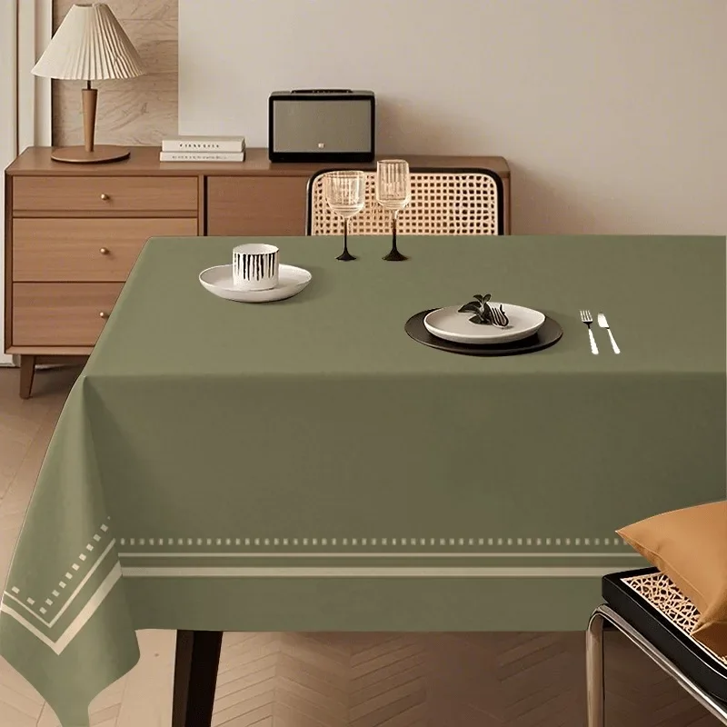1 piece of retro and simple border tablecloth | Olive green classic color, elegant atmosphere decorationxzj