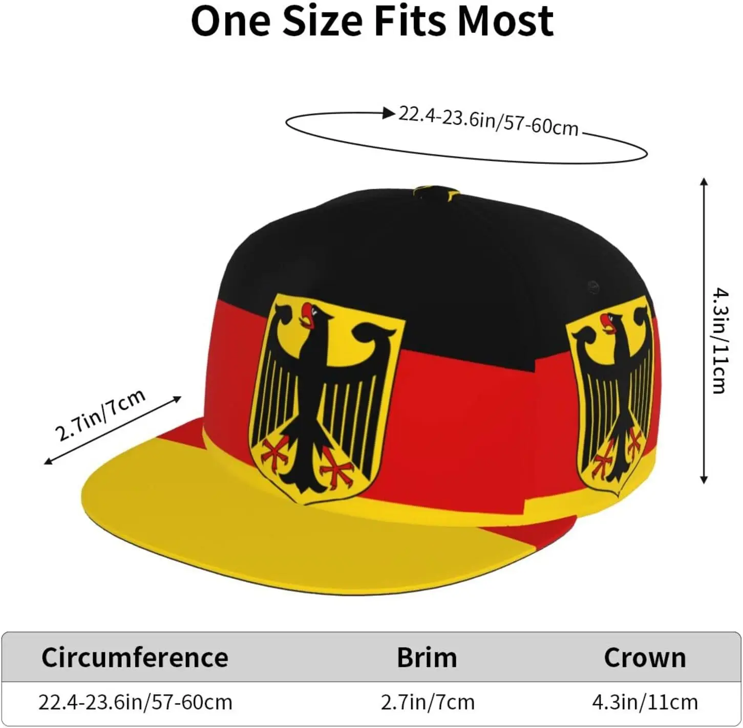 Germany Flag Baseball Cap Men Women Germany Hat Adjustable German Flag Printed Snapback Flat Bill Baseball Hat