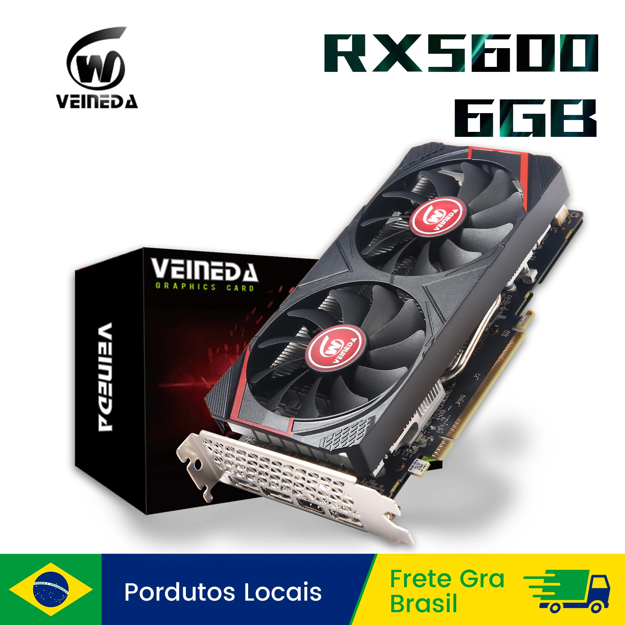 Veineda RX5600 6G placa gráfica para jogos de pc 6GB 192Bit GDDR6 PCI-E 4.0 × 8 GPU rx5600 6gb placas de vídeo para jogos Placa de vídeo