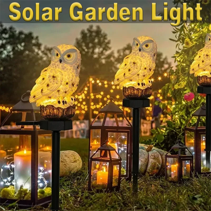 

Solar Owl Garden Light, Outdoor Decor Statue Lamp, Smart Sensor Ground - Inserted, Waterproof for Porch, Yard & Garden Decor