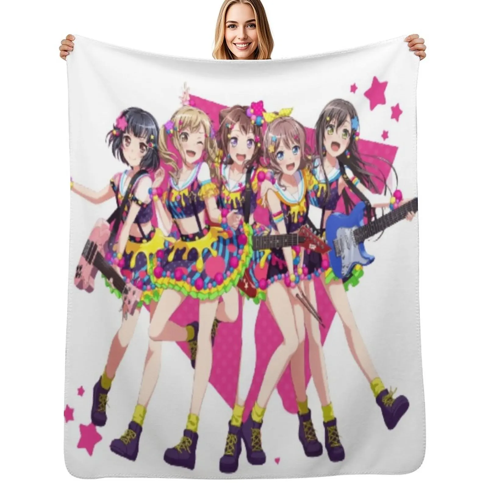 

BanG Dream! Poppin' Dream! Throw Blanket Polar Furrys Decorative Sofas Sofa Blanket
