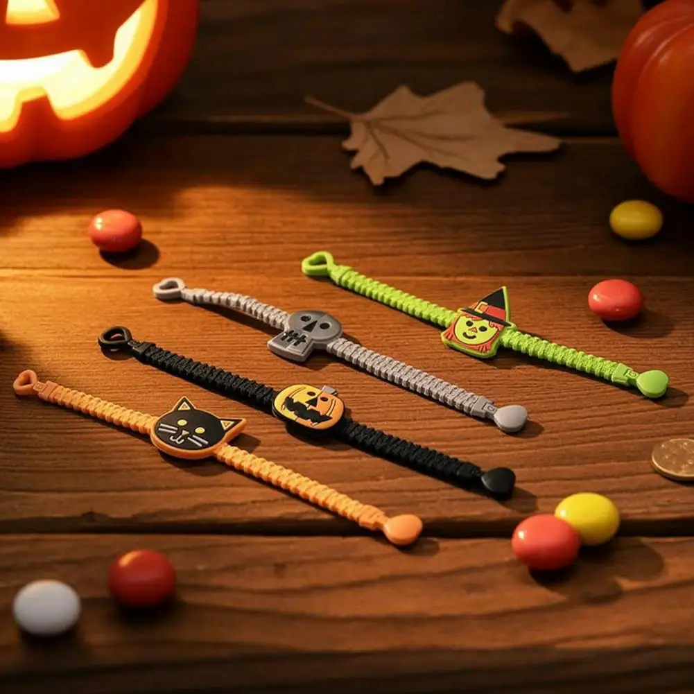 Halloween Party Favors 8 Pcs Halloween Bracelets Set Adjustable Soft Pvc Wrist Straps Cartoon Pumpkin Witch for Kids for Kids