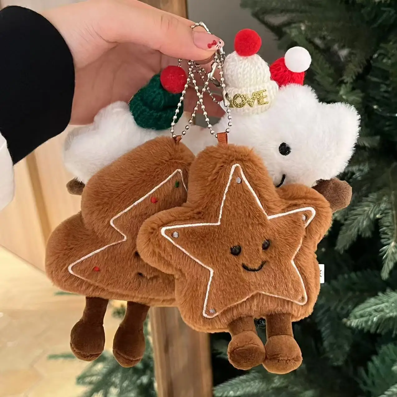 Weihnachten Neues Produkt Stern Keks Baum Beste Freundin Geschenk Beruhigende süße Puppe Puppe Schlüsselanhänger Rucksack Anhänger