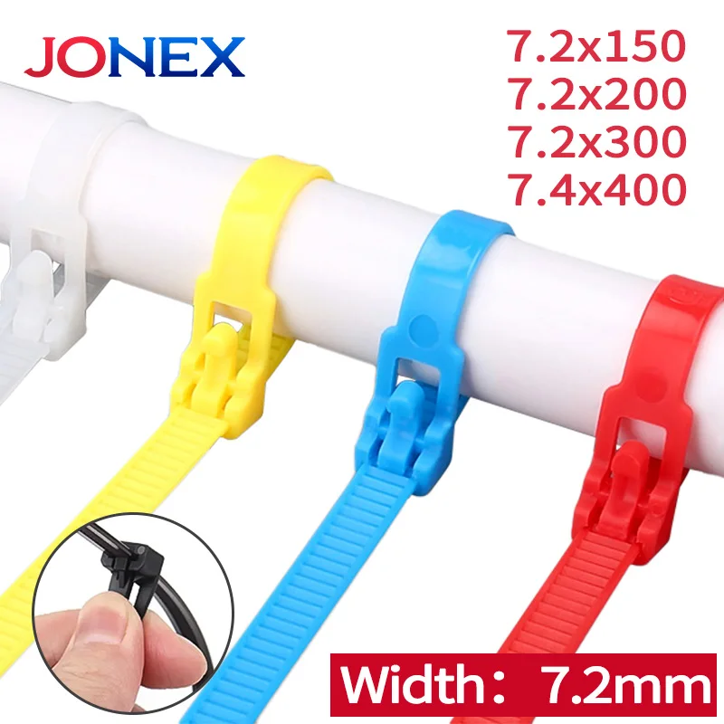 50PCS Reusable Plastic Ties Nylon Cable Zip Tie Black White Self-locking Desk Organiser For Wire Management Garden Strap Bundle