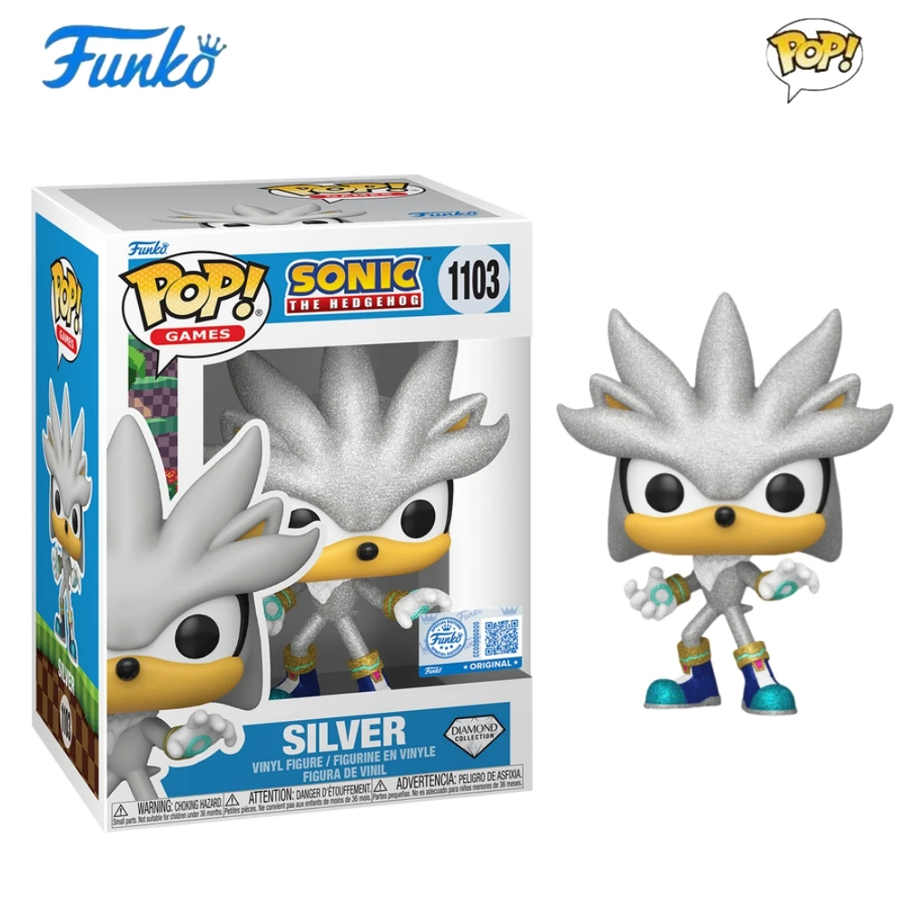 Sonic Il riccio pop! Argento (Diamante) 1103 Figure FUNKO Figura in vinile da 4,5 pollici da collezione in edizione limitata modello bambola giocattolo