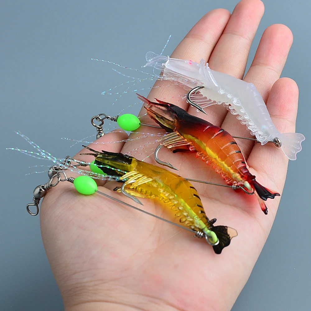 7 Stück/Set Weiche Silikon-Simulationsköder Garnelen-Köder Künstliche Forellenköder mit Fischgeruch Einzelhaken Bass-Tackle Jig – Detail 5