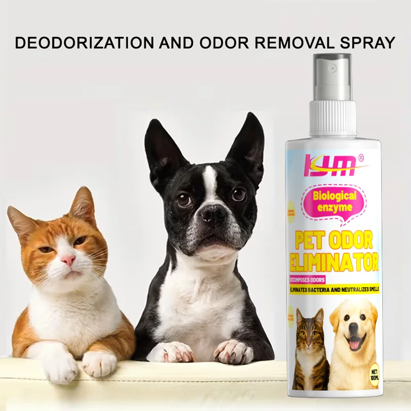 KJM Biological Enzyme Pet Deodorizer Spray - Natural Odor Eliminator, Bacteria Fighting, Orange Fragrance for Dogs and Cats