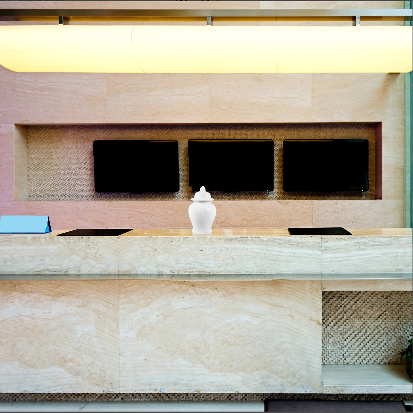 

White General Jar Ceramic Storage Container with Lid for Kitchen Tea Sugar Cookies Decorative Home Office Hotel Ginger Jar