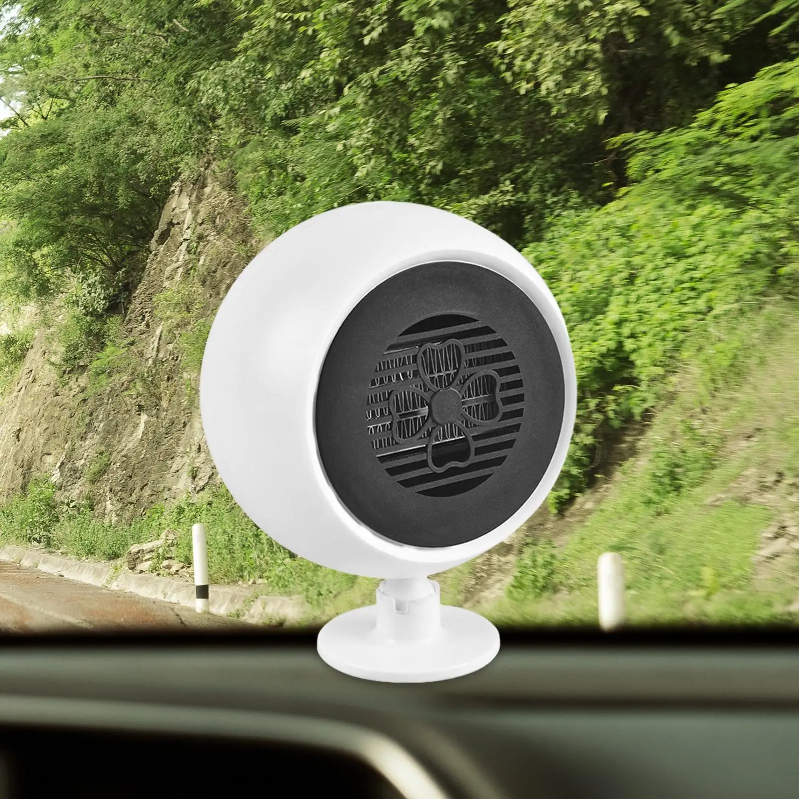 12V Car Heater Defroster PTC Ceramic Heating Cooling Fan 360 Degree Rotatable Base Portable for Vehicle Windshield Demisting