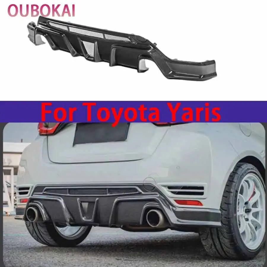 For Toyota Yaris GR Carbon Fiber Car Rear Bumper Diffuser Rear Splitters Spoiler Back lip shunt Style Upgrade body kit