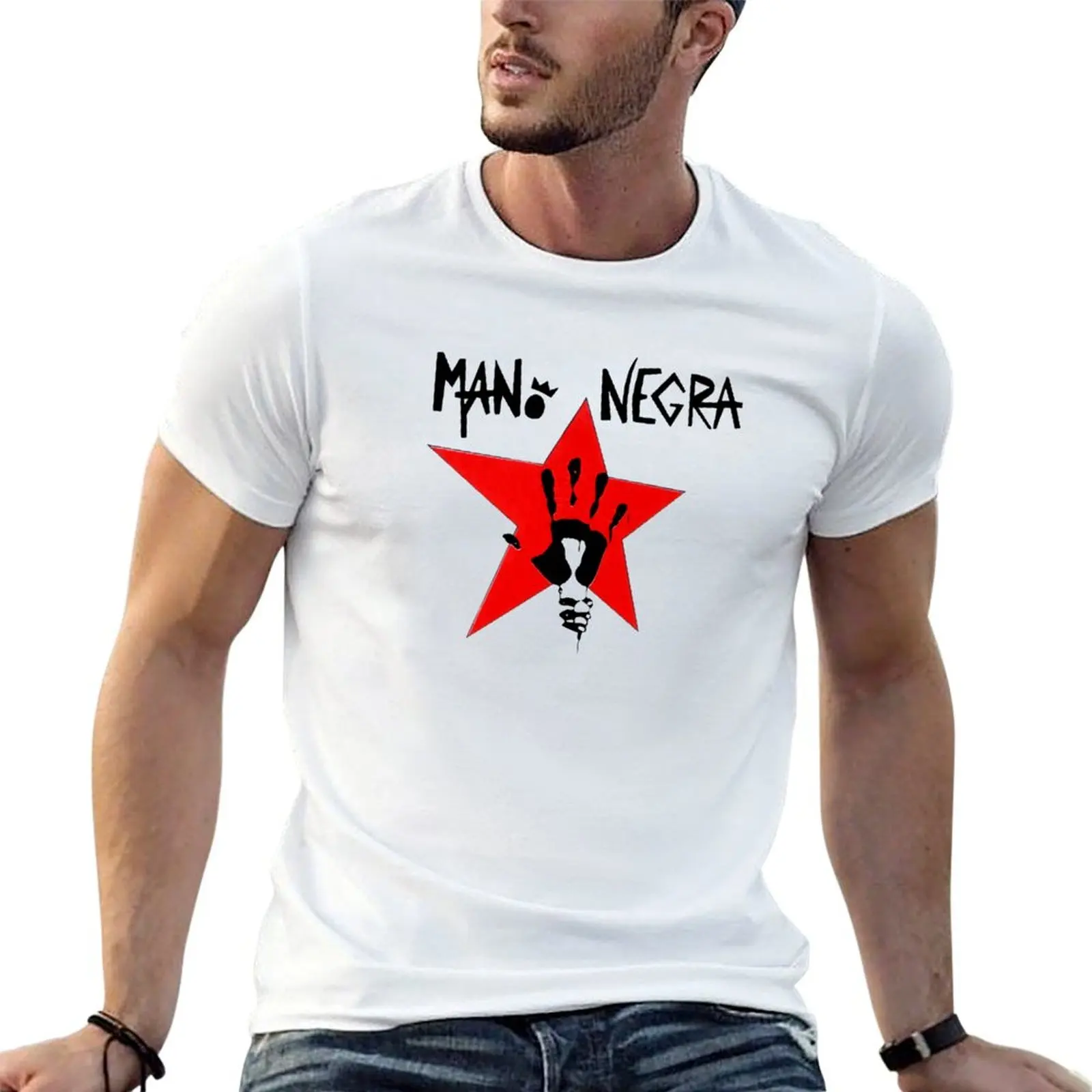 MANO NEGRA KING OF BONGO NEW WHITE T-Shirt Work Basic Short Sleeve Top