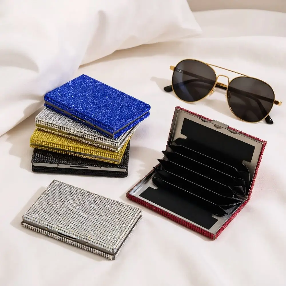 Elegant Sparkling Women's Card Bag Portable Dust-proof Bling Crystal Card Wallet Luxury Hard Case Mini Card Case Daily Use