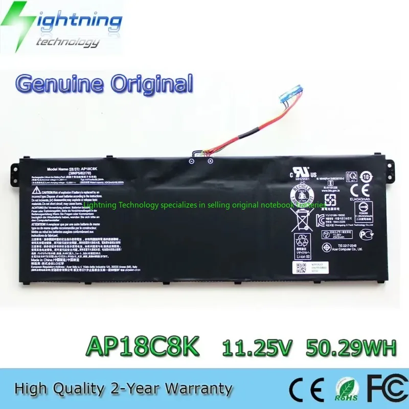 

Оригинальный аккумулятор для ноутбука AP18C8K, 2025 год, 11,25 В, 50,29 Втч для Acer Chromebook Aspire Spin CP713-2W, 5 тонких A515-54 A515-43