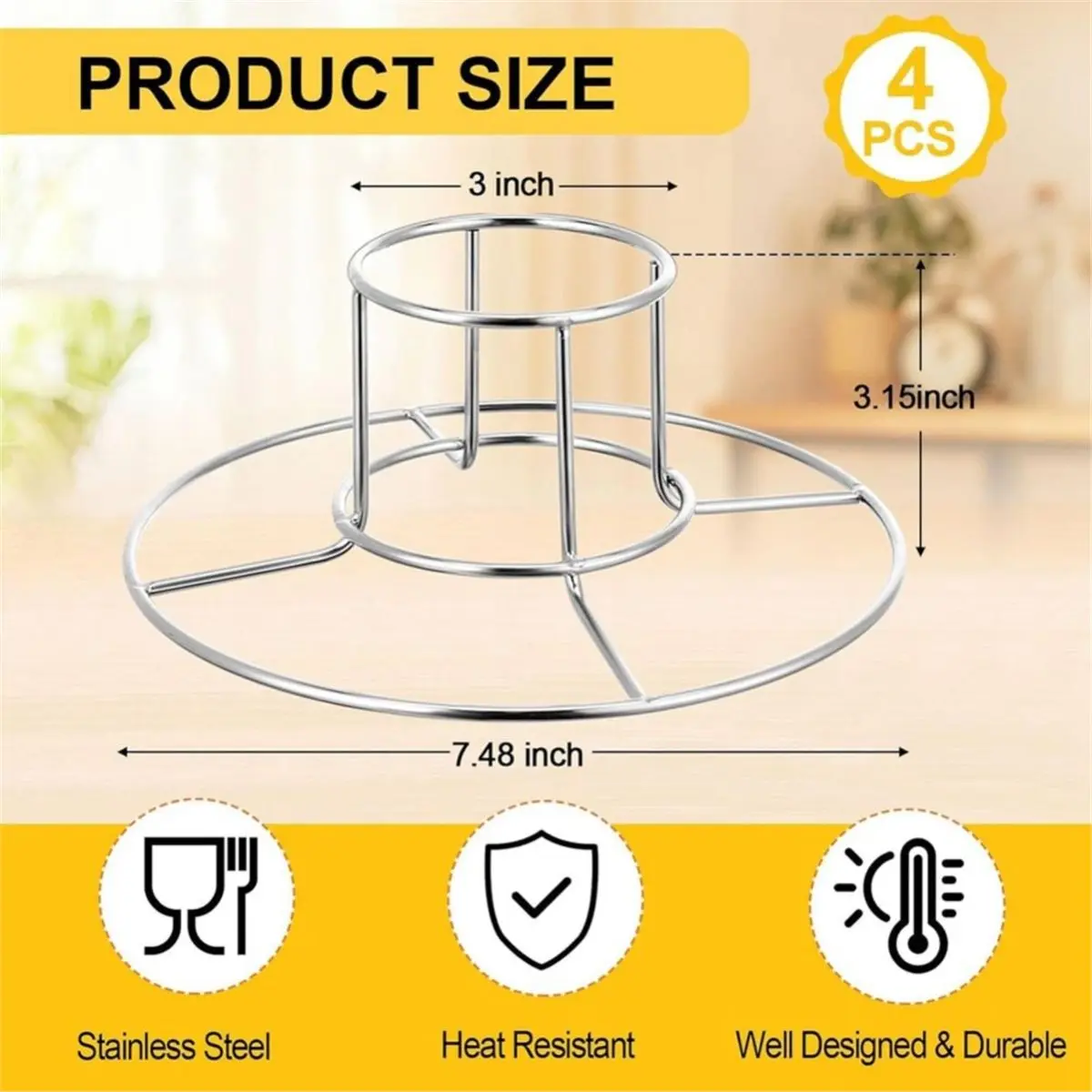 giftnew 4 Pcs Beer Can Chicken Holder for Grill Smoker Oven Vertical Stainless Steel Beer Butt Chicken Holder Stand for Grilling