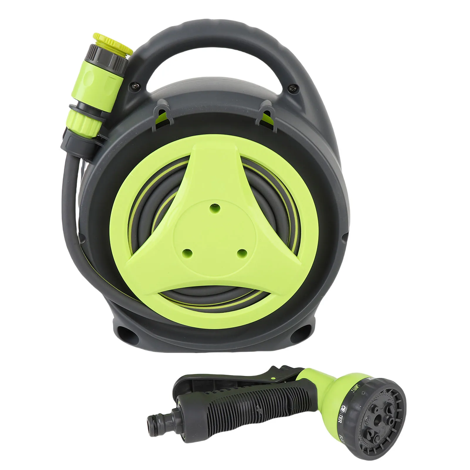 Portable Green Hose Reel with Spray Nozzle 39.4ft