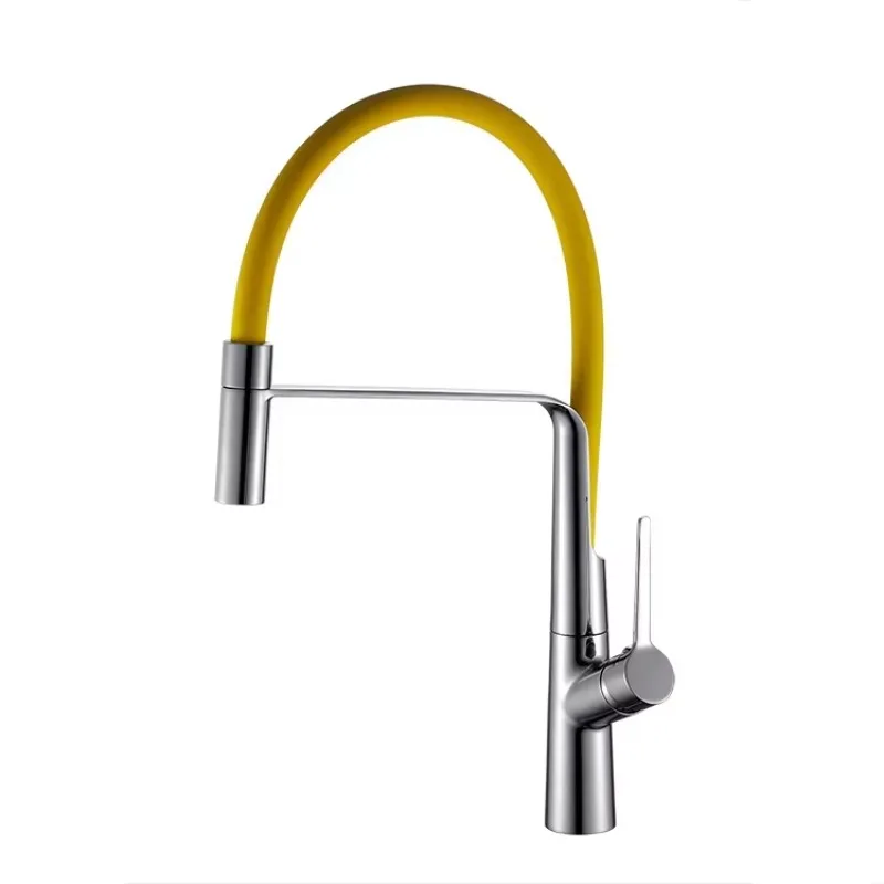 تعزيز المرونة خرطوم السيليكون الأصفر العالمي بالوعة الحنفية صنبور المطبخ التجاري لسهولة التنظيف #4