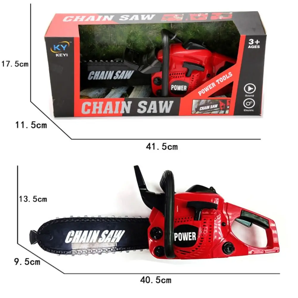 Sierra eléctrica de plástico de alta calidad, montaje DIY rojo y negro, sierra eléctrica grande, herramienta de reparación de simulación, juguete, regalo para niños
