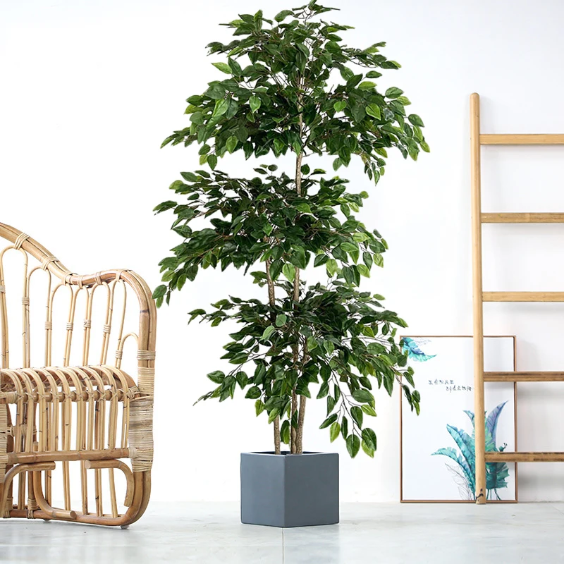 5.9FT Large Ficus Tree Artificial Plants Fake Monstera Plastic Tree Real Touch Banyan Leaves For Home Garden Room Shop Decor