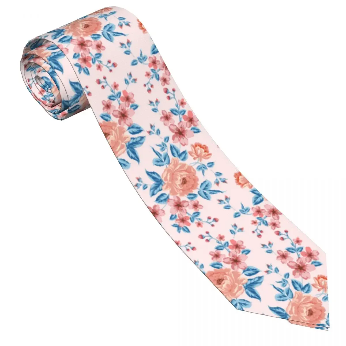 

Floral Pattern Tie Orange Roses Fashion Cosplay Party Neck Ties Retro Trendy Neck Tie For Adult DIY Collar Tie Necktie Gift