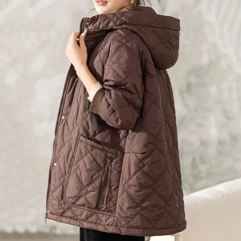 Masss Wasss 2025 Design coréen hiver mode femmes vestes matelassées à capuche lâche chaud Parkas dames classique décontracté épaissir manteaux