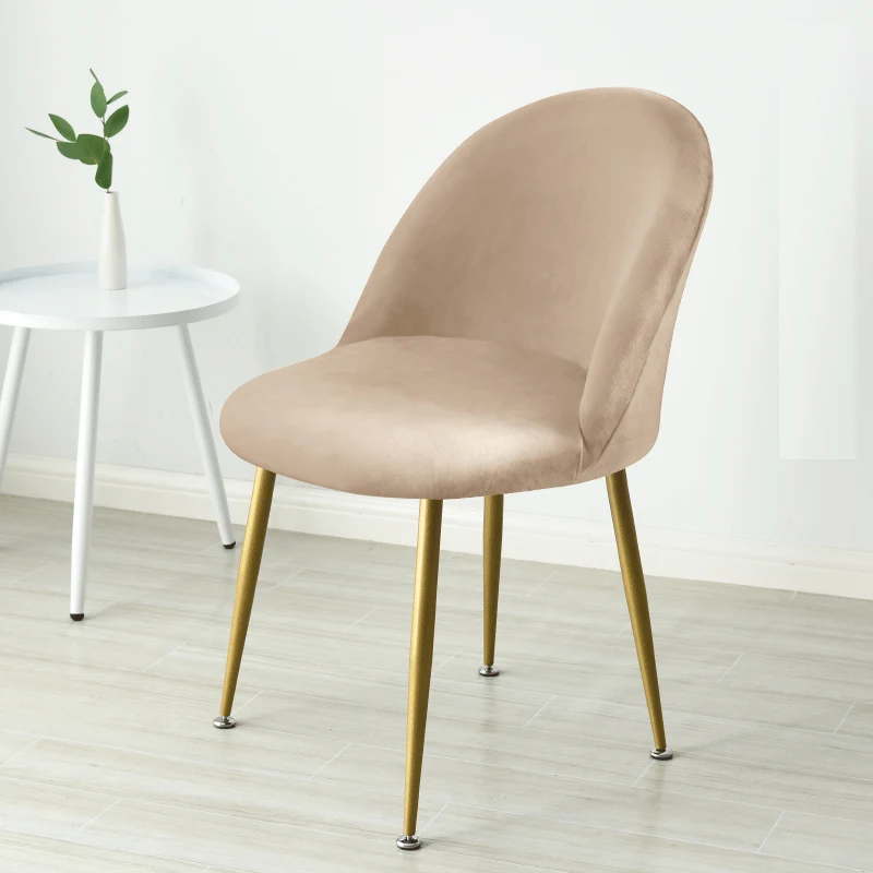 1Pc Duckbill Chair Cover Velvet Curved Back Dining Chair Covers Low Back Stretch Chair Slipcovers for Kitchen Hotel Office