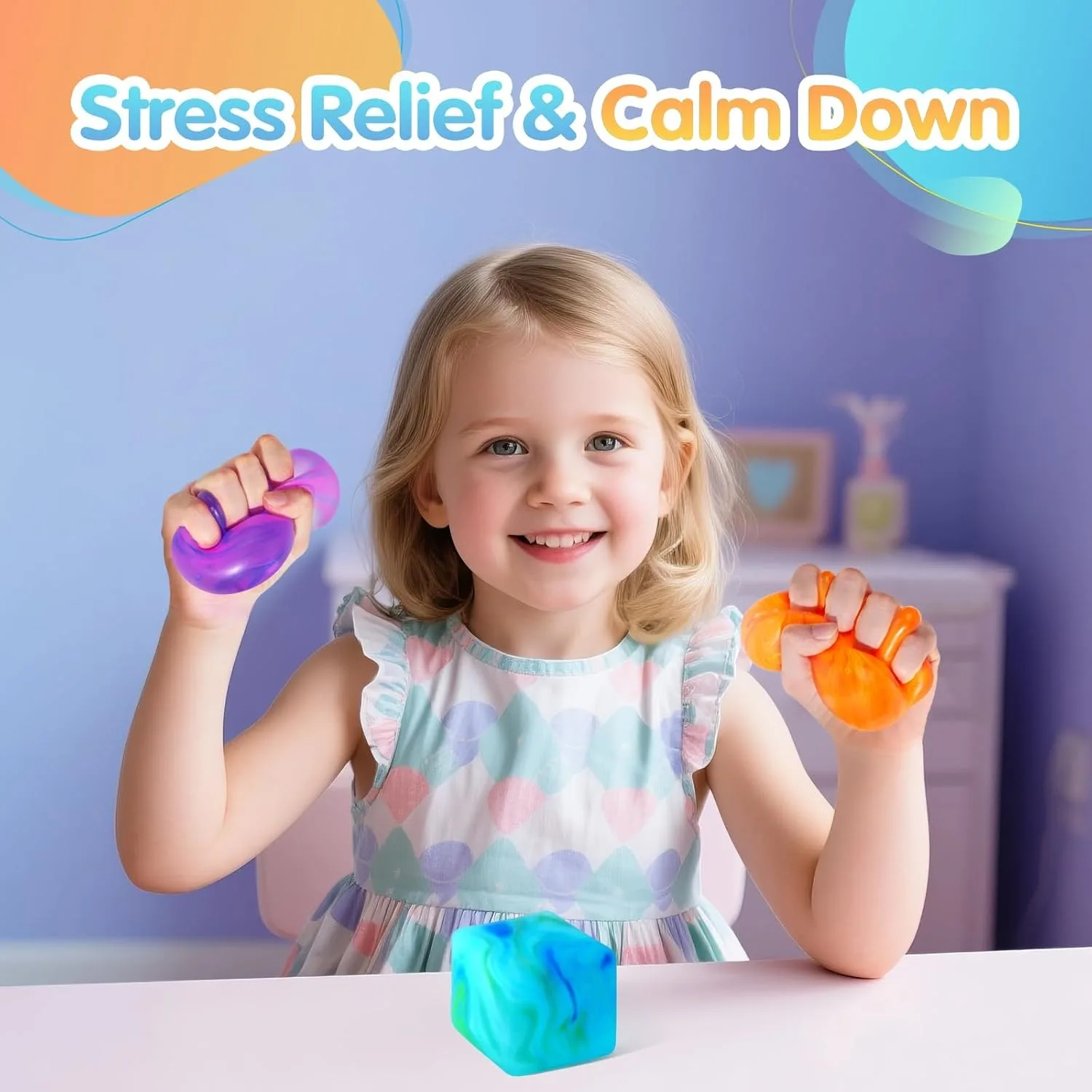 Stress Cube Squishy Toys Fidget Squeeze Square for Kids Adults Malt Sugar Slow Rising Sensory Toy for Anxiety Stress Relief ADHD